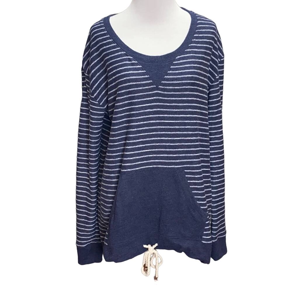Saturday Sunday Striped Drawstring Sweatshirt SM